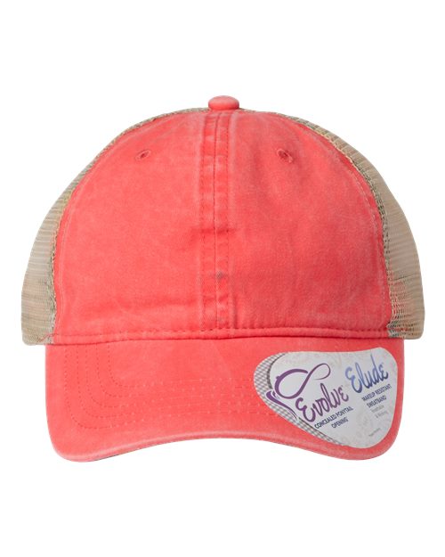 coral and khaki hat