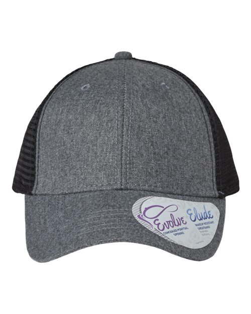 grey and black hat