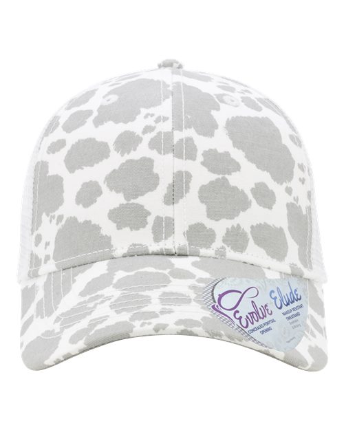 grey cow/ white hat