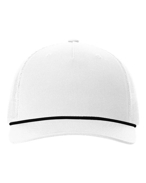 white hat with black band