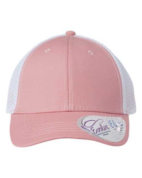 dusty pink and white hat