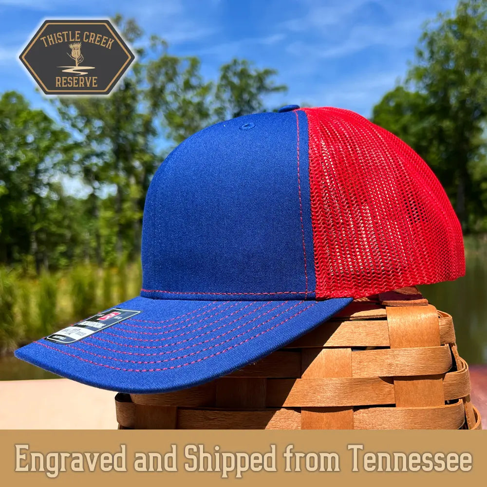 blue and red hat
