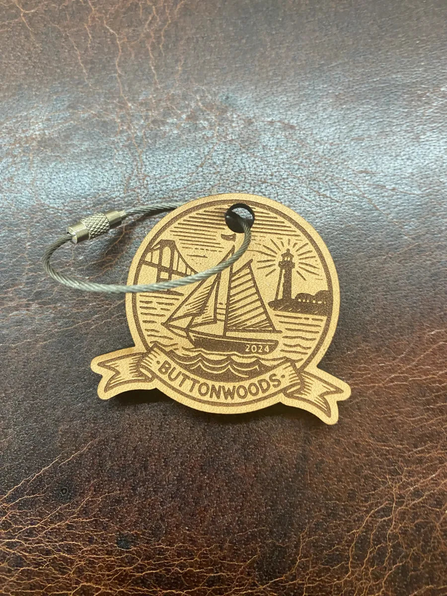 Leather Buttonwoods keychain